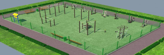 Проект спортивной воркаут площадки с уличными тренажерами в Вологде