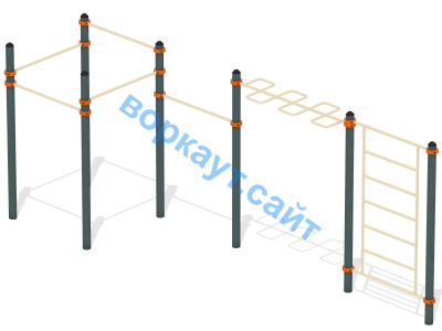 Воркаут турники с шведской стенкой и рукоходом  ВС-21 в Вологде
