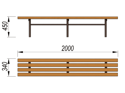 Двухметровая лавочка без спинки 2 м МАФ 1602 в Вологде