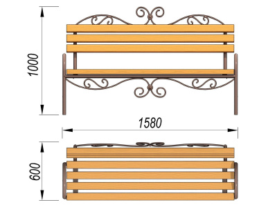 Лавочка кованная МАФ 1606 в Вологде