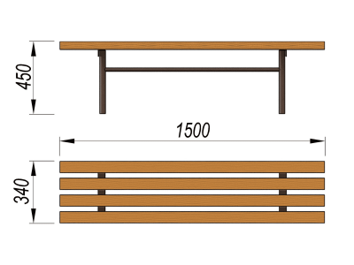 Лавочка без спинки МАФ 1601 в Вологде