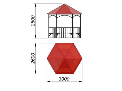 Беседка с лавками и полом МАФ 4122 в Вологде