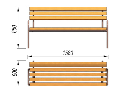 Парковая лавочка со спинкой МАФ 1605 в Вологде