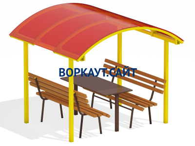 Стол и лавки под навесом МАФ 4005 в Вологде